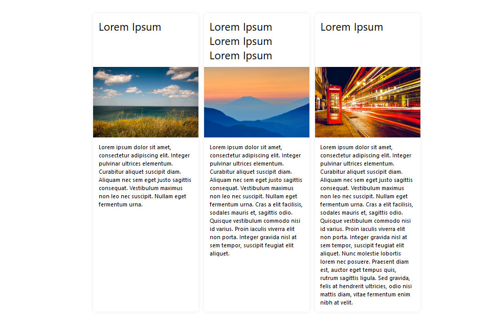 exemple colonnes avec titres alignés subgrid CSS