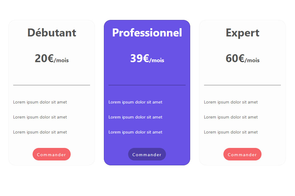 Tableau de prix avec les requêtes de style (style queries) en  CSS